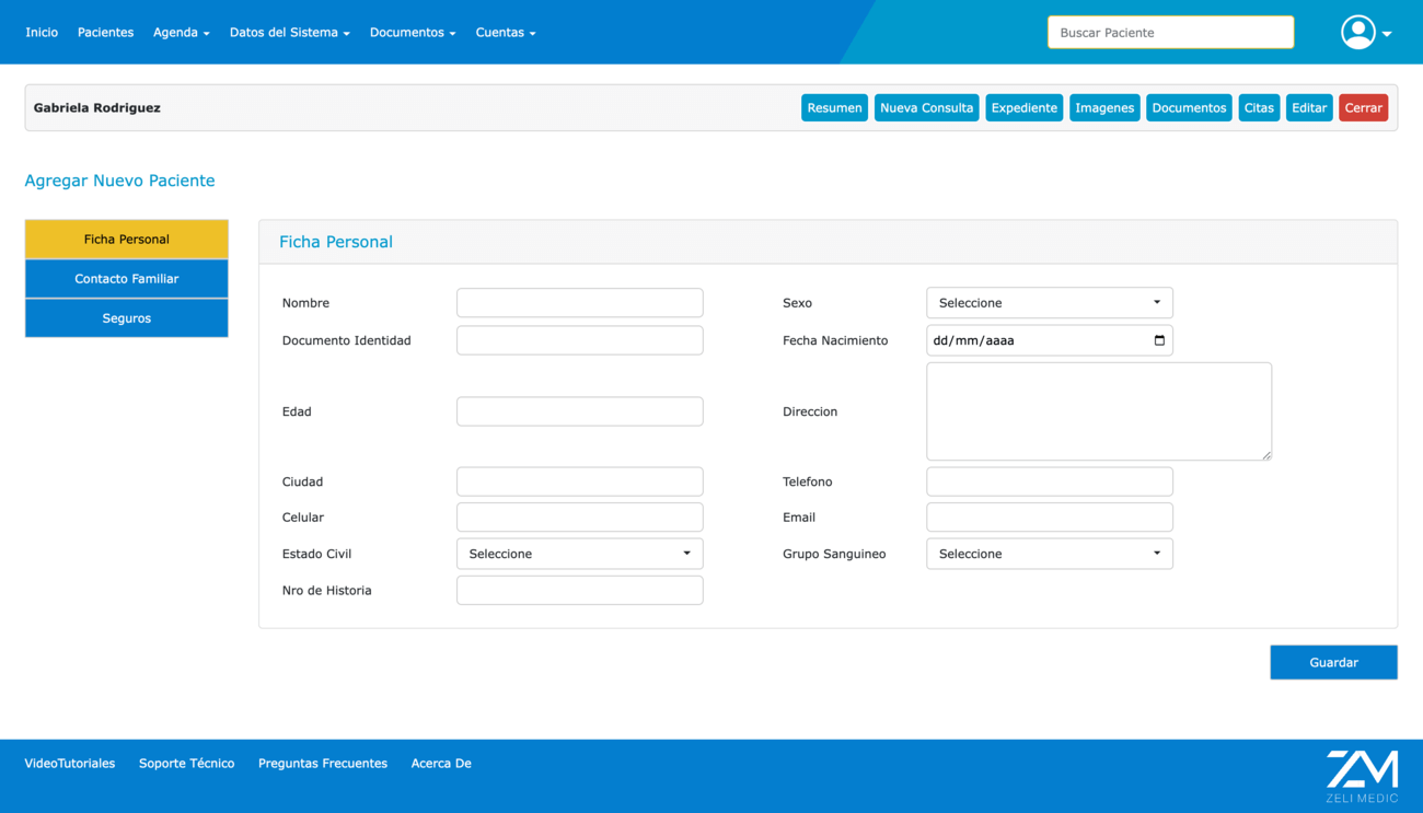 Dashboard software médico Zeli Medic mostrando gestión de pacientes, agenda médica y control financiero en tiempo real