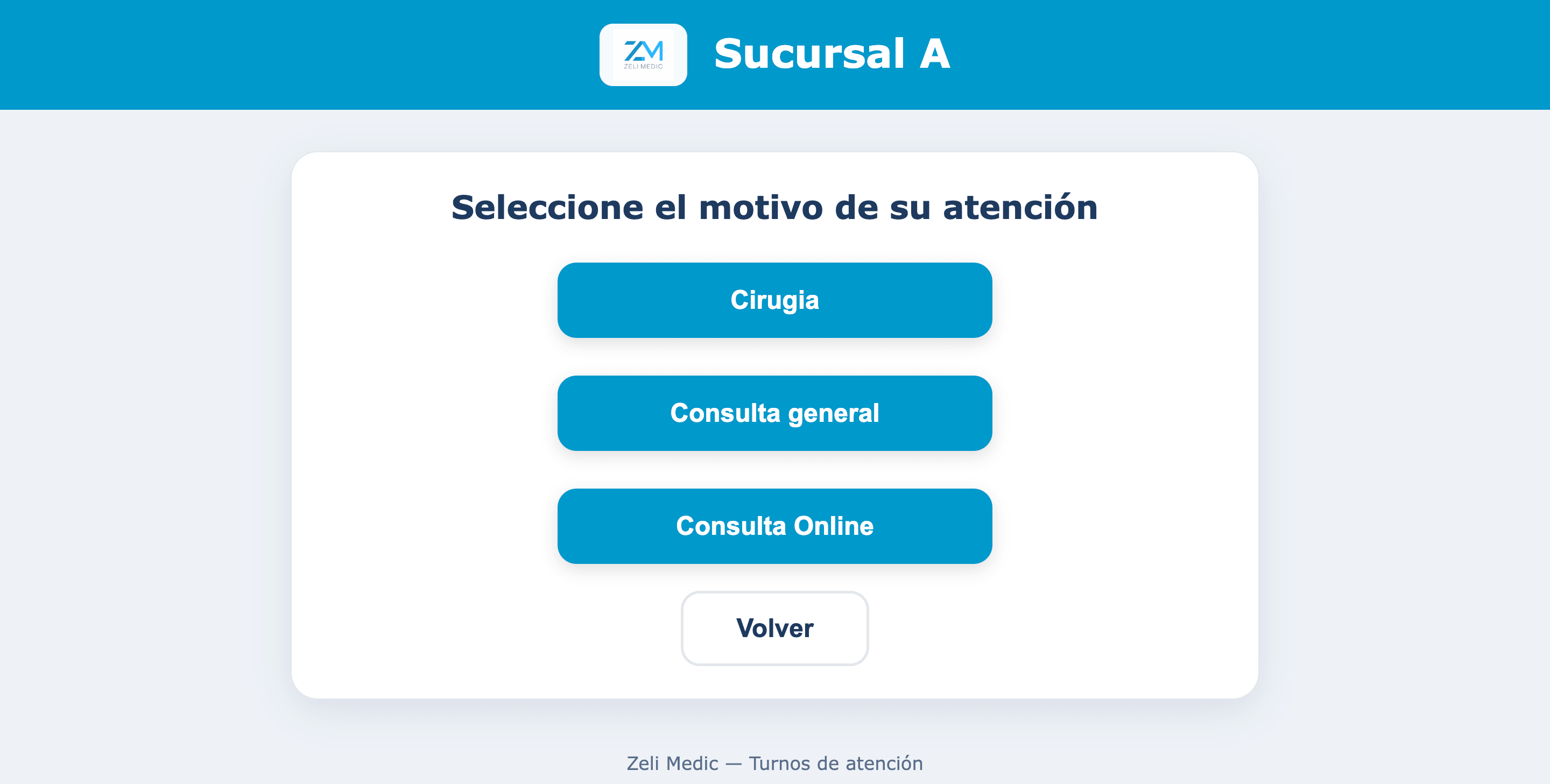 Captura de Zeli Medic: Gestión de turnos y sala de espera
